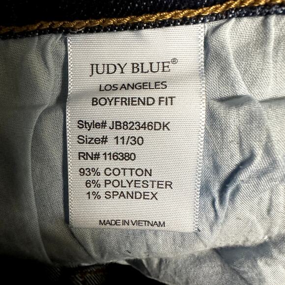 Judy Blue Bleach Splash Boyfriend Fit Jeans High Rise Denim Cuffed Blue 11/30 - Picture 4 of 6